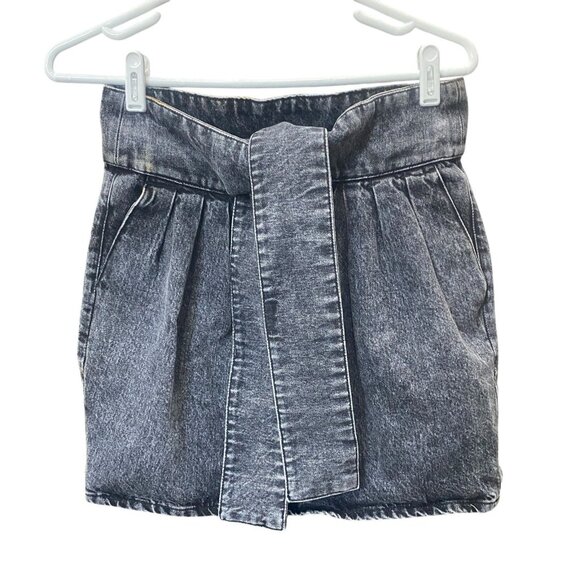 IRO Dresses & Skirts - IRO Women's Mini Skirt Sz 36 (4) Pleated Black Gray Wash Denim Zip Fly Pockets